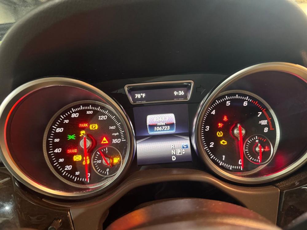 Mercedes-Benz instrument cluster with warning lights on